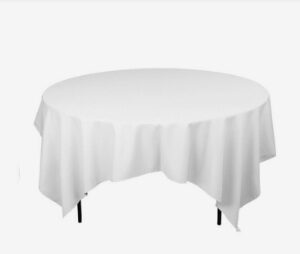 Nappe pour table ronde en tissu blanc
